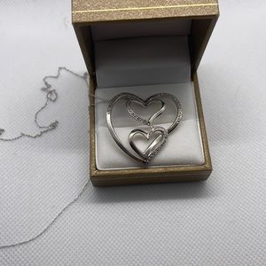 14k geniune diamond and white gold necklace